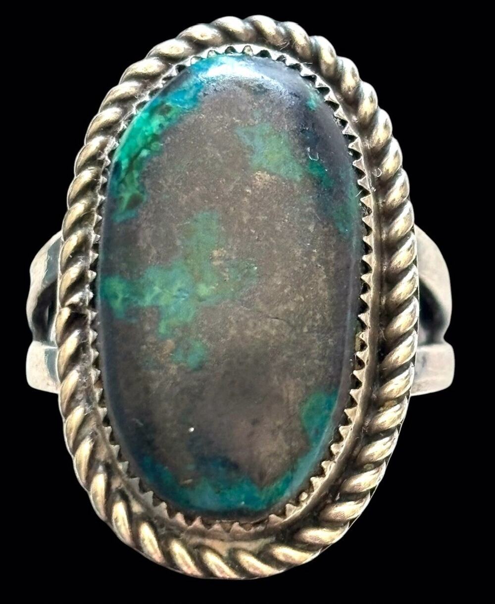 Old Pawn Navajo Sterling Silver Turquoise Ring Size 6.5